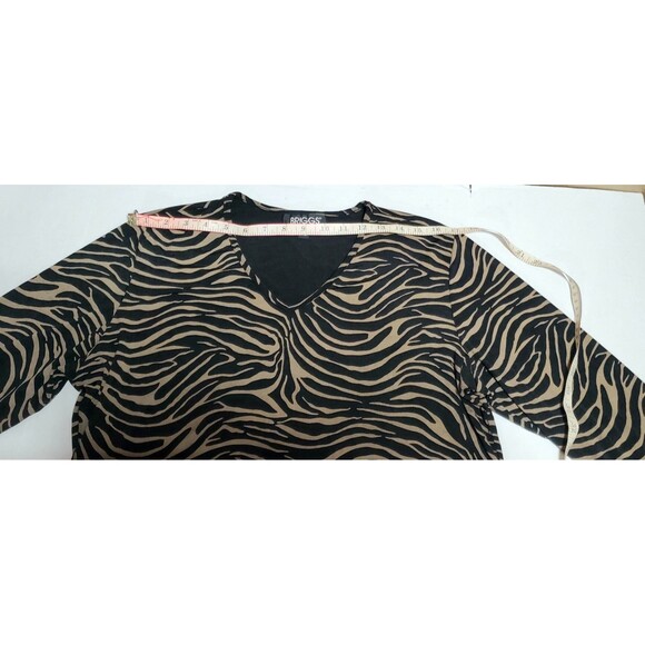 Briggs New York XL Zebra Print V-Neck Top Brown Black 3/4 Sleeve Chic. - Picture 10 of 10